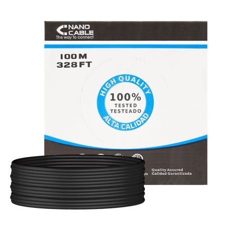 BOBINA DE CABLE RJ45 UTP CAT6 100M NEGRO