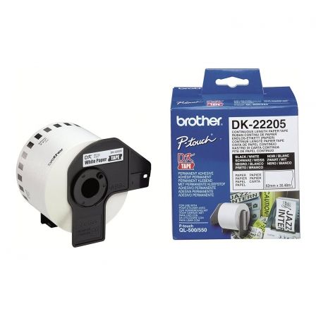 CINTA DE PAPEL CONTINUO BROTHER DK22205 BLANCA 62MMX30.40MM