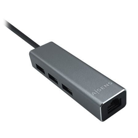 HUB USB 3.0 AISENS 3USB RJ45 GRIS