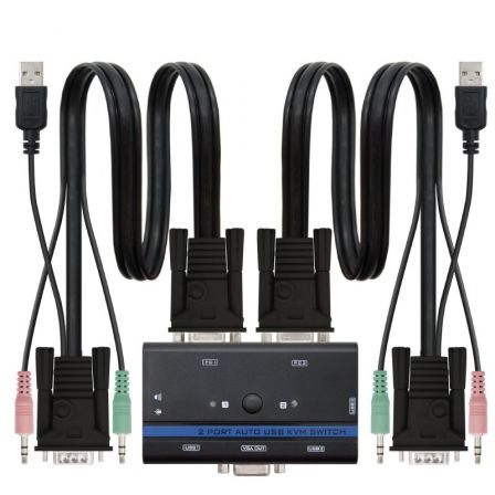 KVM SWITCH NANOCABLE PC CPU: 2 VGA + 2 USB + 4 JACK 3.5