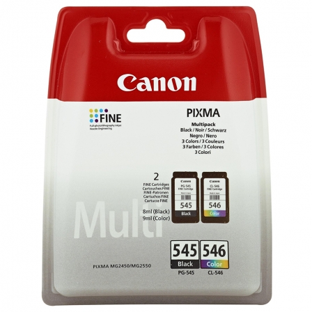 MULTIPACK 2 CARTUCHOS TINTA CANON PG-545 + CL-546 